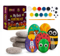 Create colorful stone art with the JOY WHEEL My Rock Painting Kit. Includes natural rocks, paints, brush, and googly eyes. Perfect DIY craft activity for kids, gifting, learning, and creative play.