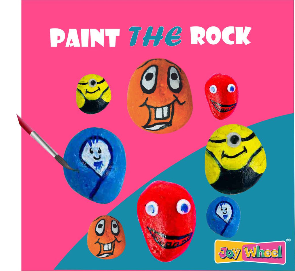 Create colorful stone art with the JOY WHEEL My Rock Painting Kit. Includes natural rocks, paints, brush, and googly eyes. Perfect DIY craft activity for kids, gifting, learning, and creative play.